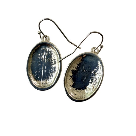 Y2K Silver Black Textured Filigree Dangle Earrings Hypoallergenic Nickel Free - Picture 2 of 8